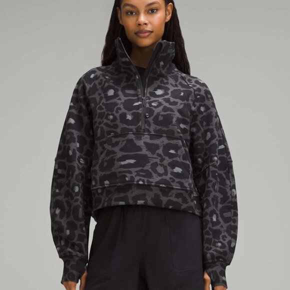 NWT lululemon Scuba Oversized Funnel-Neck Half Zip in Spray Leopard - Size M/L - Picture 1 of 10